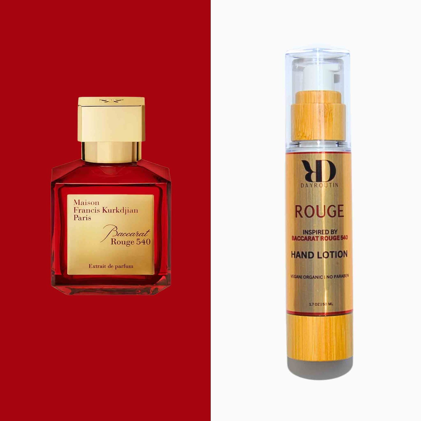 Luxury BACCARAT ROUGE 540 Lotion inspired hand cream in elegant packaging, styled for a high-end skincare aesthetic.