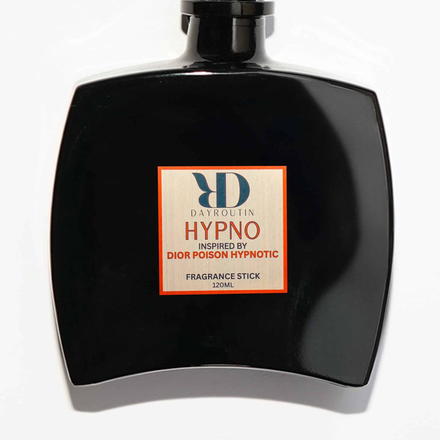 Close up of vanilla almond reed diffuser bottle