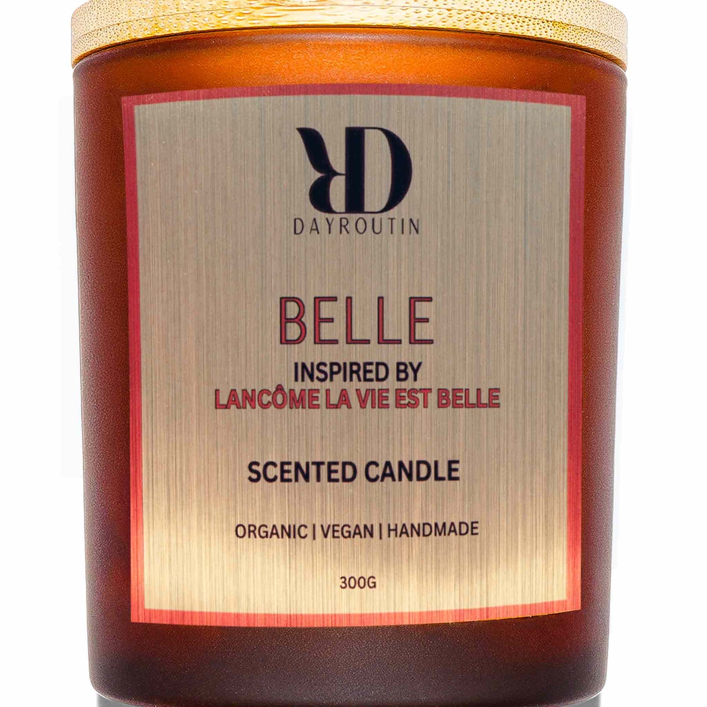 Luxury home fragrance candle smelling like La Vie Est Belle perfume