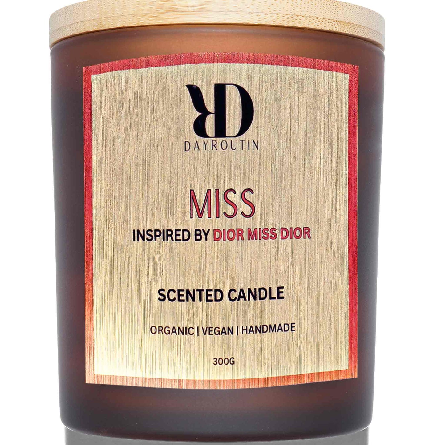 Luxury soy wax candle smelling like Miss Dior perfume