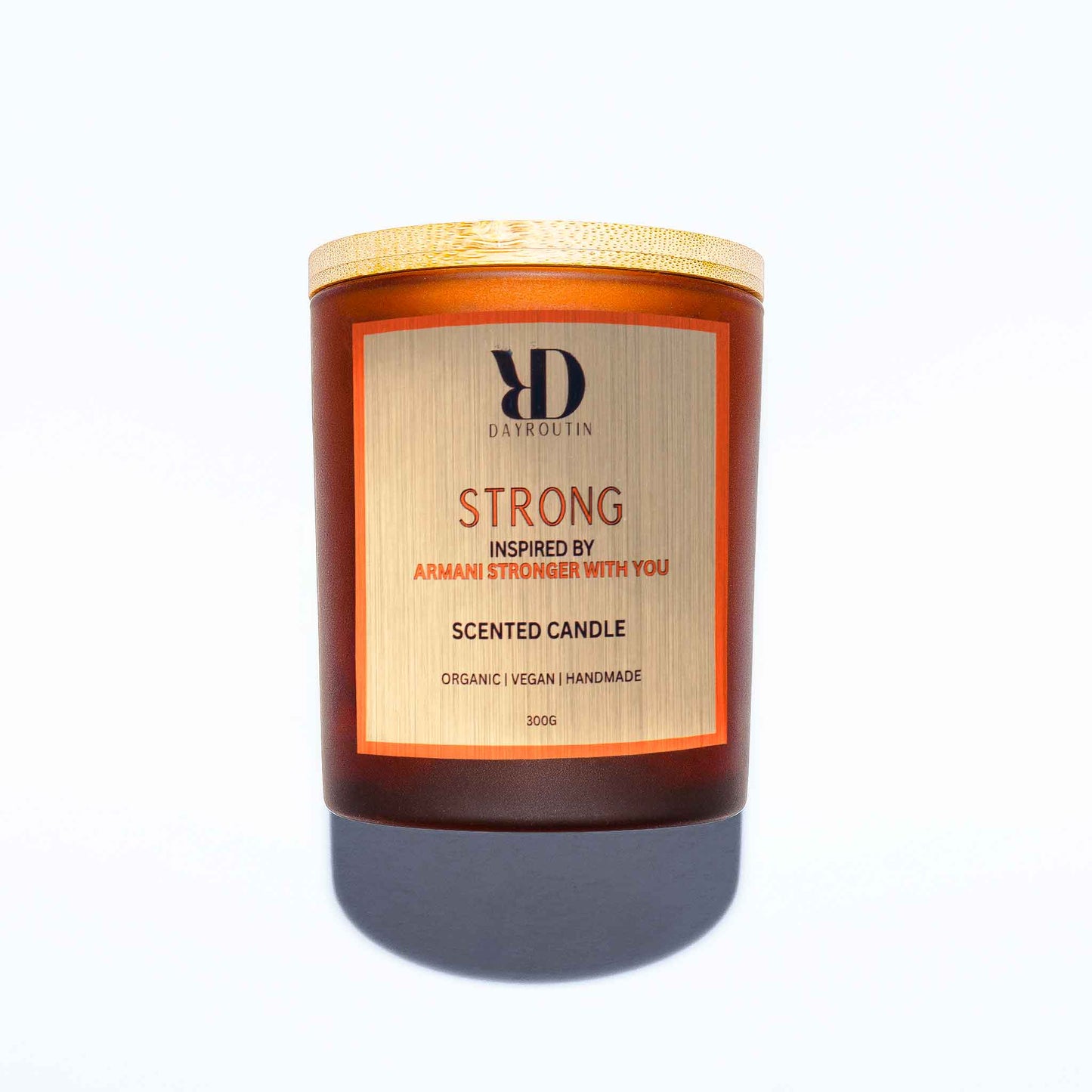 Giorgio Armani Stronger With You inspired scented candle by DayRoutin, spicy chestnut home fragrance.