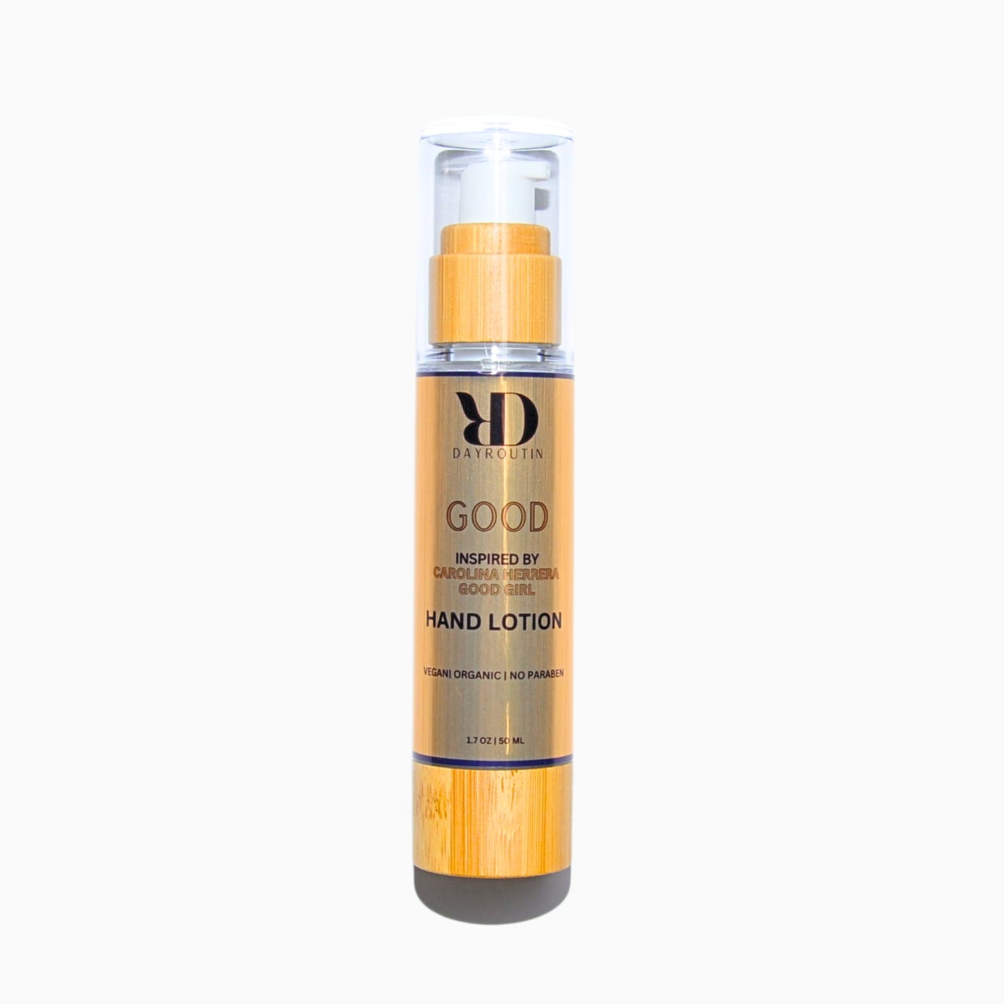 DayRoutin GOOD hand lotion inspired by Carolina Herrera Good Girl in an elegant tube