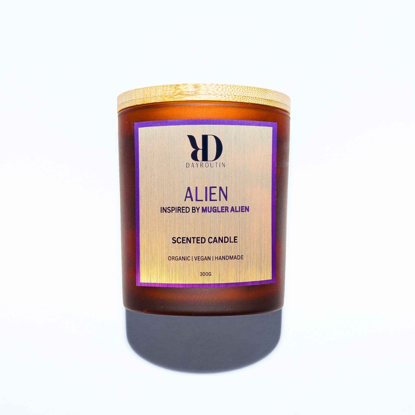 Mugler Alien inspired soy candle with purple label