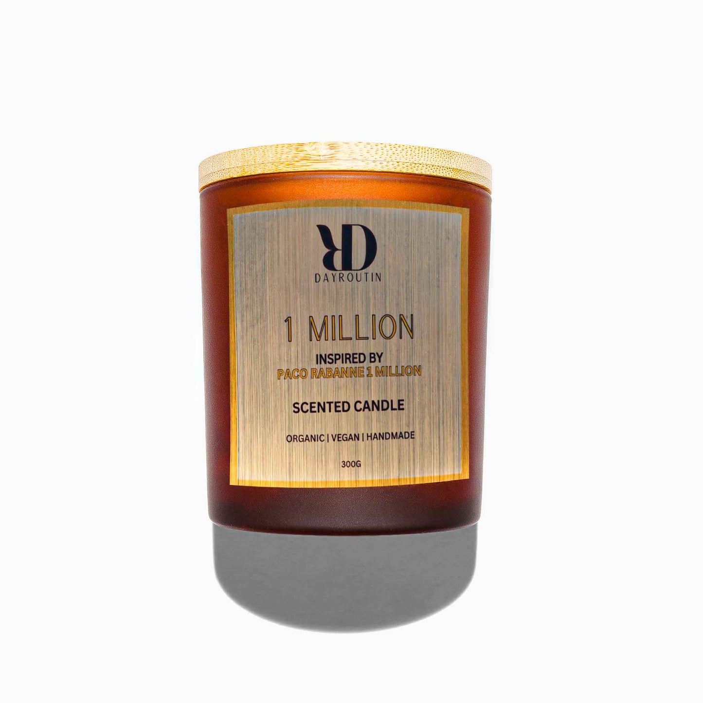 Paco Rabanne 1 Million inspired soy candle gold label