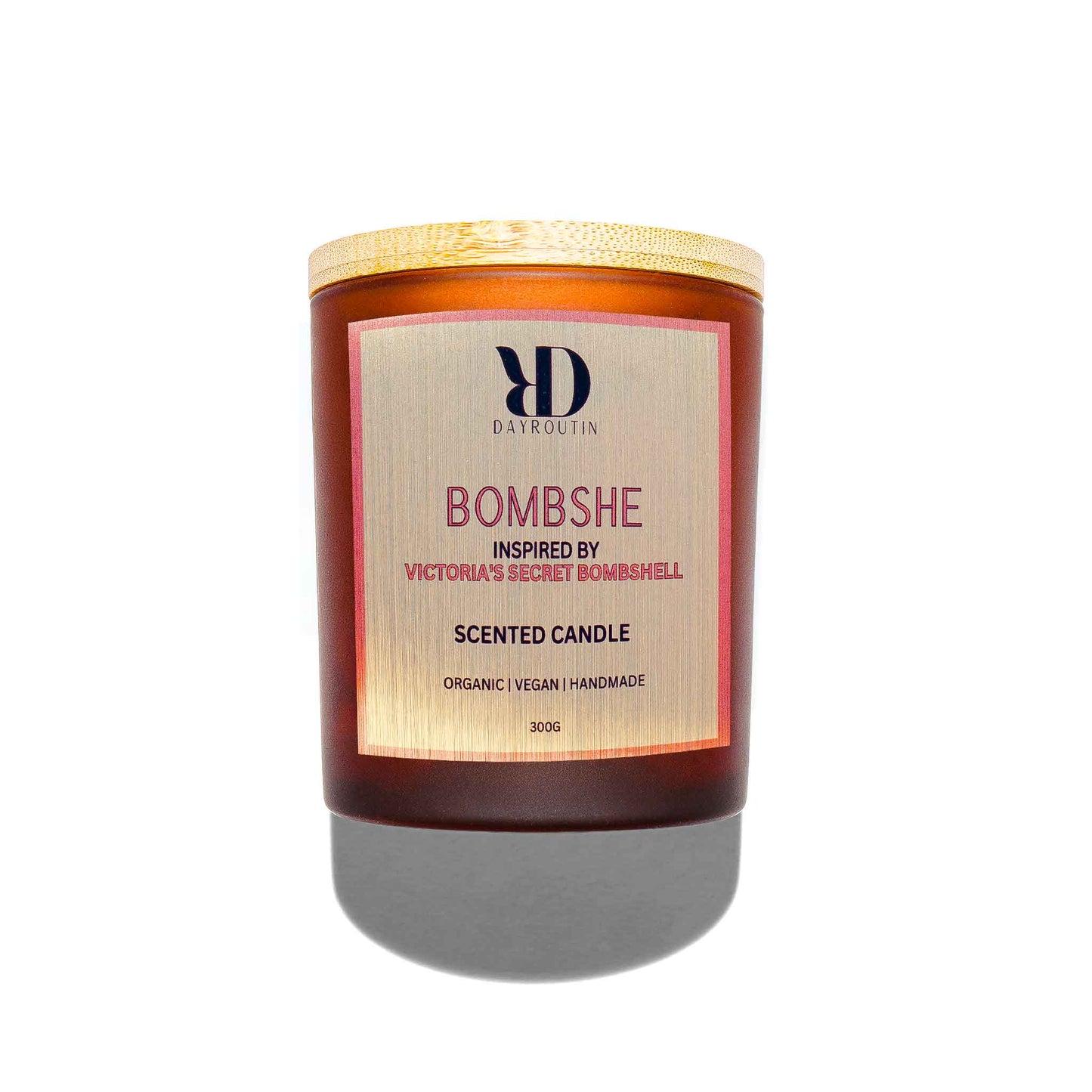 "Victoria's Secret Bombshell inspired scented candle with peony and passionfruit notes"