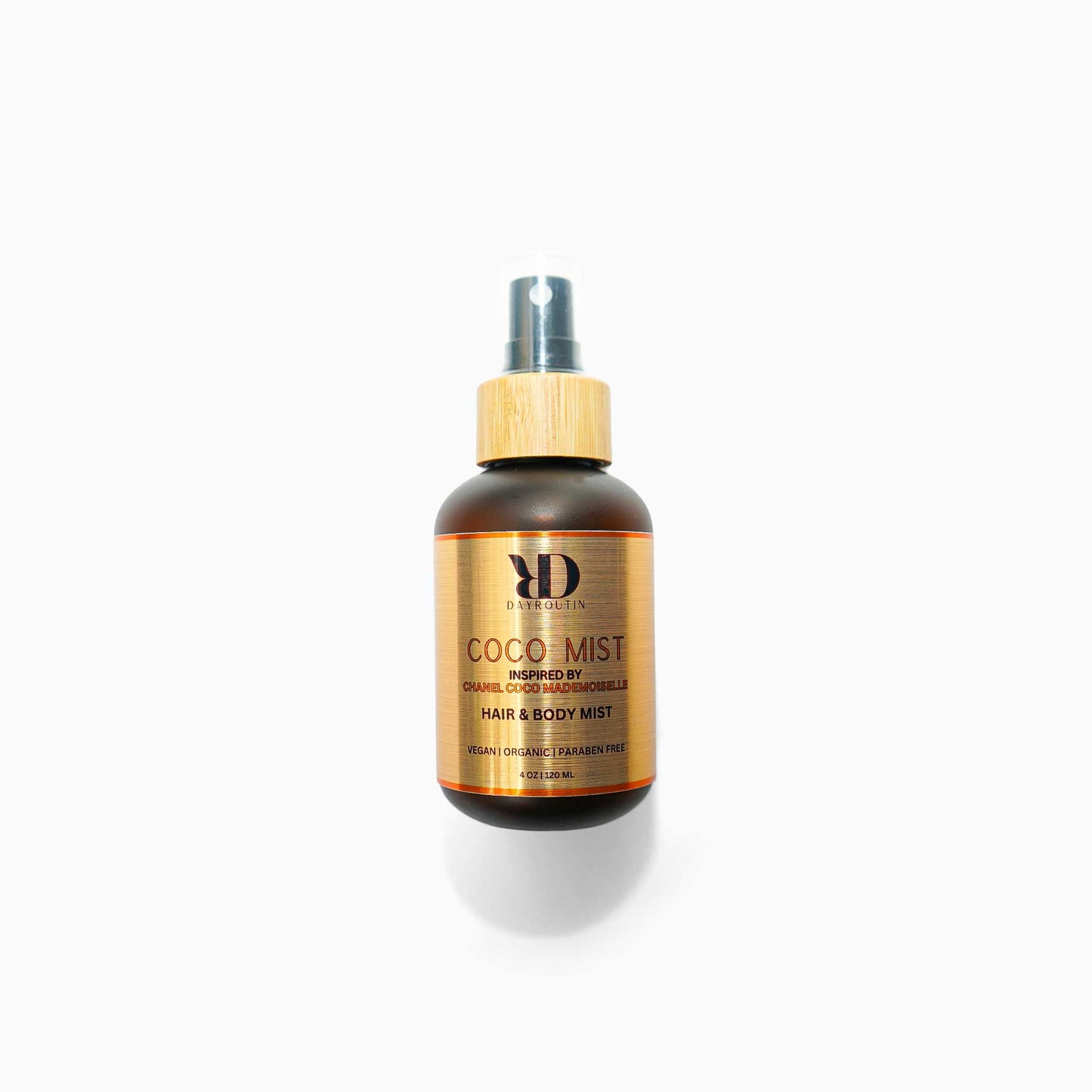 DayRoutin COCO MIST hair & body mist inspired by Chanel Coco Mademoiselle in sleek spray bottle.