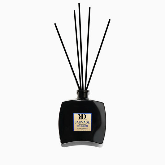 Luxury reed diffuser inspired by Dior Sauvage with black fibre reeds for modern home decor