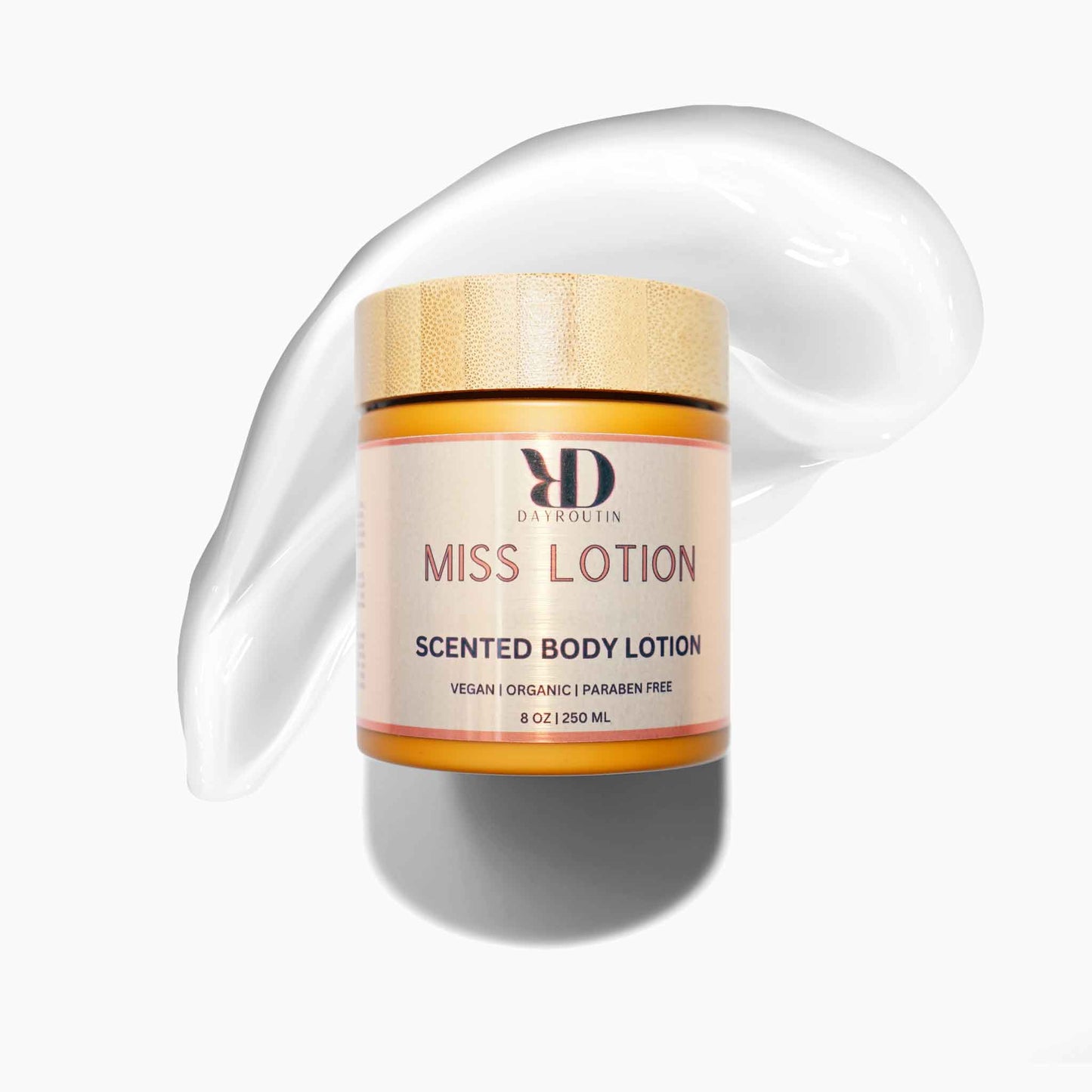 Miss Dior Inspired Body Lotion bottle with pink peonies