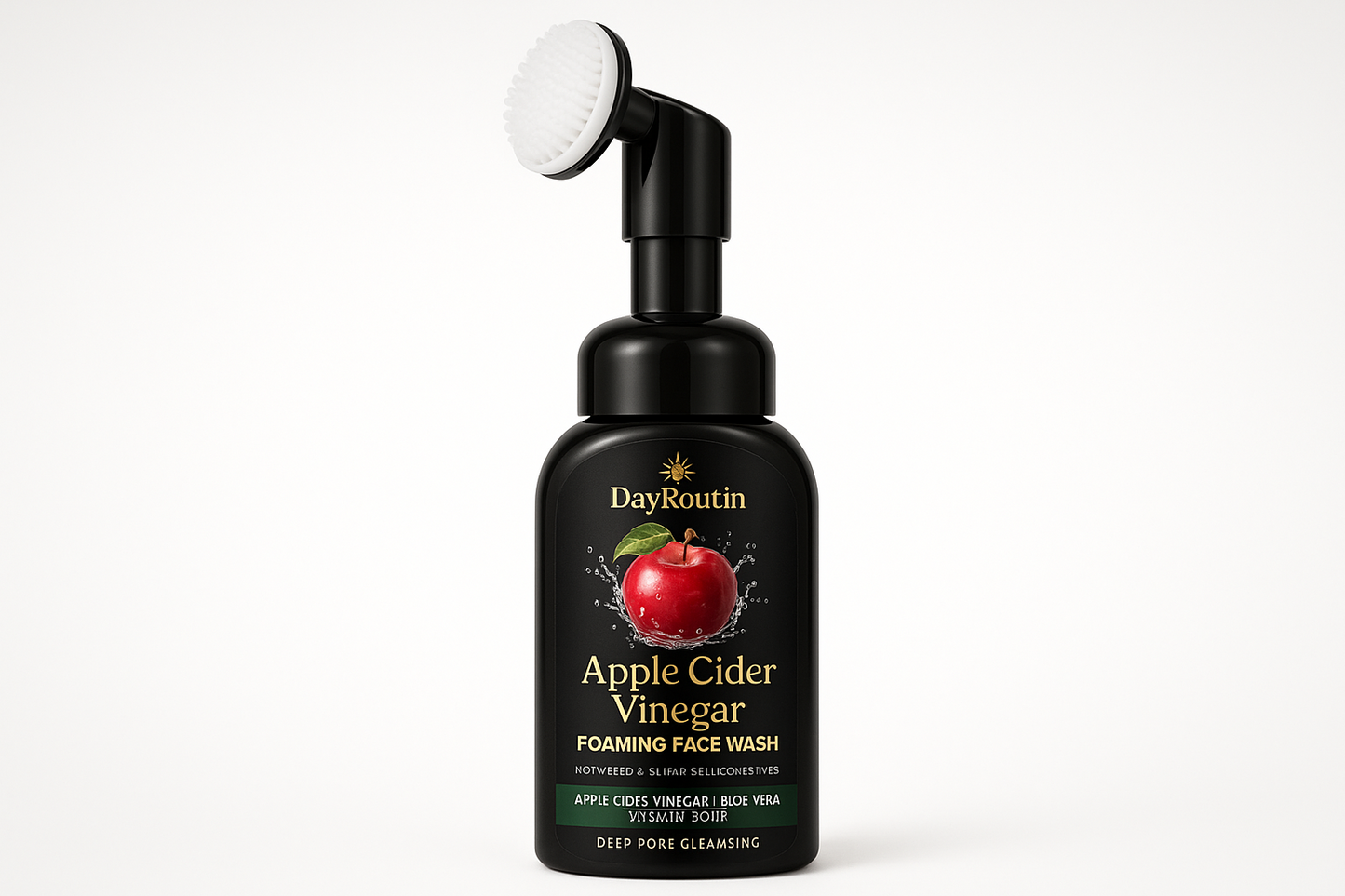 DayRoutin Apfelessig Foaming Face Wash mit Silikonbürste – Tiefenreinigung &amp; Porenklärung, mit Aloe Vera &amp; Vitaminen, vegan &amp; frei von Parabenen 